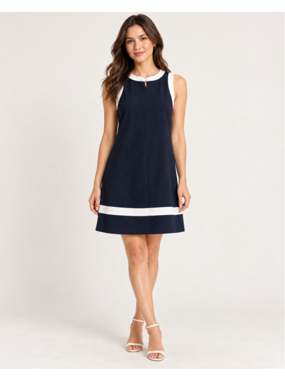 Women's New York & Company Mini Dress Navy White Size M